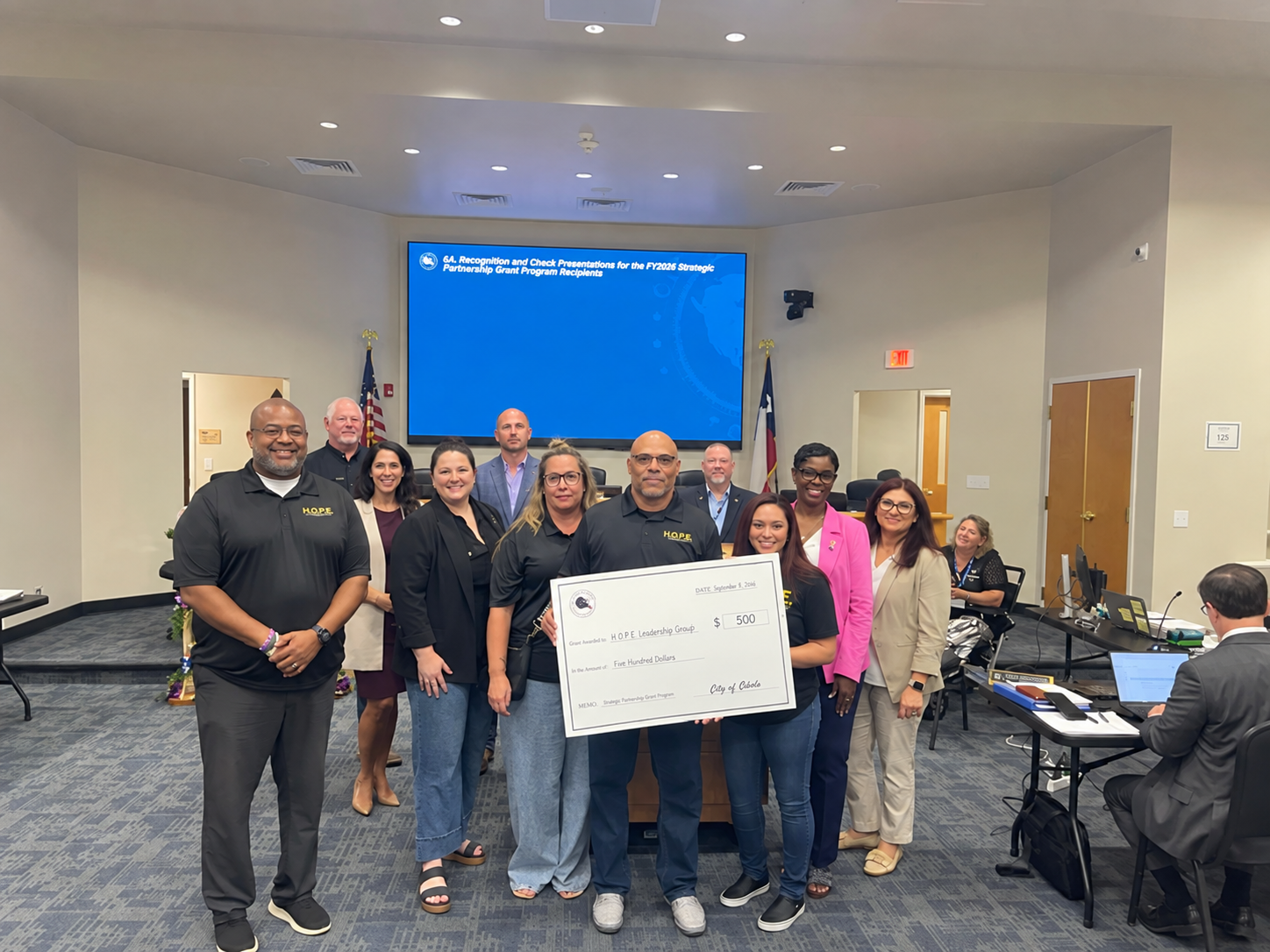 H.O.P.E. Leadership Group recognized and awarded the City of Cibolo Strategic Partnership Grant.